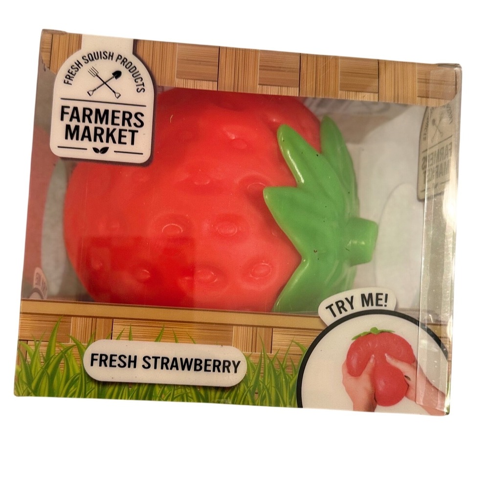 Farmers Market Fresh Strawberry Squish Toy Unisex OS Red New Sensory Fidget